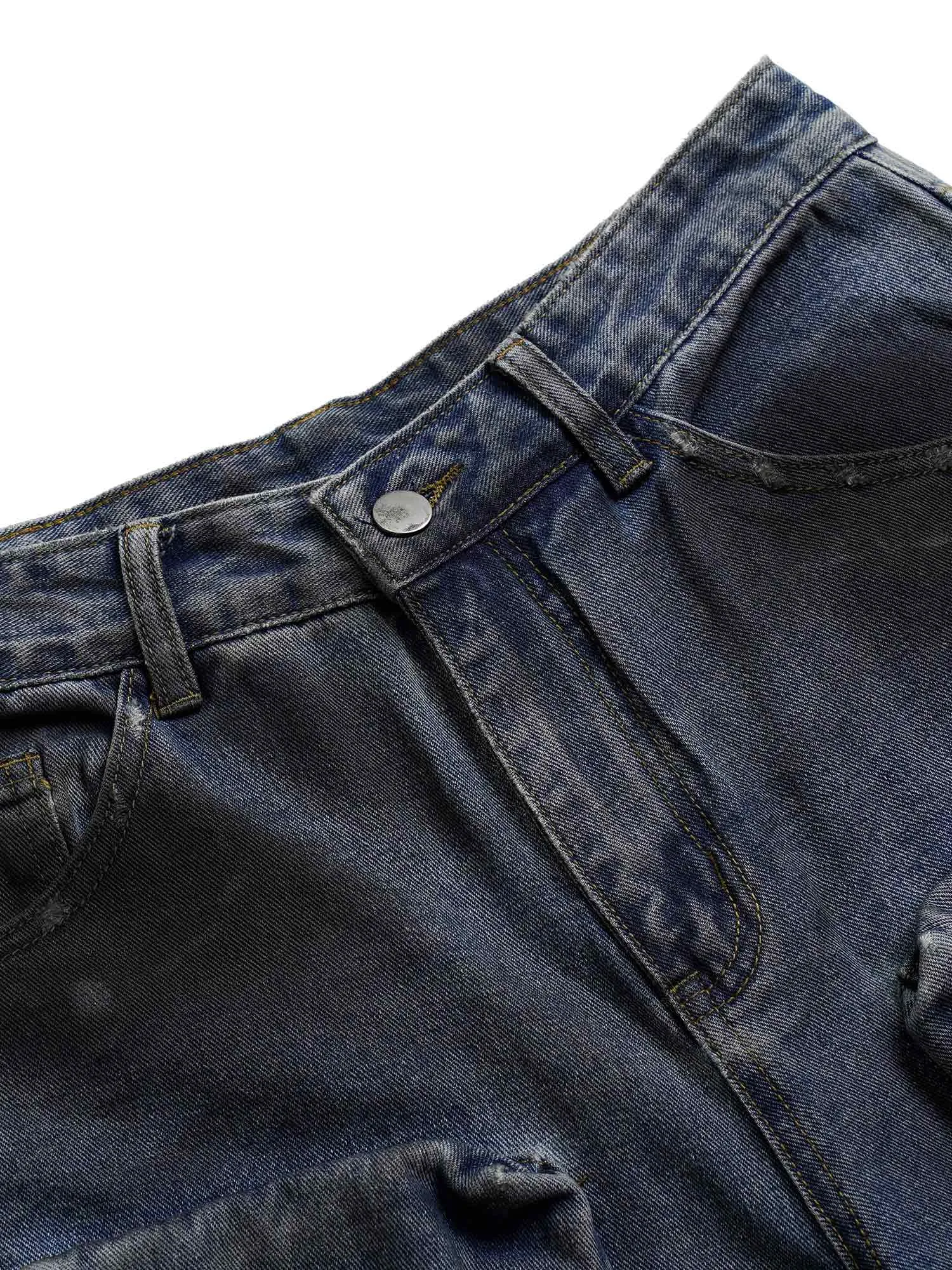 1984 High Street Hip-hop Distressed Washed Work Jeans