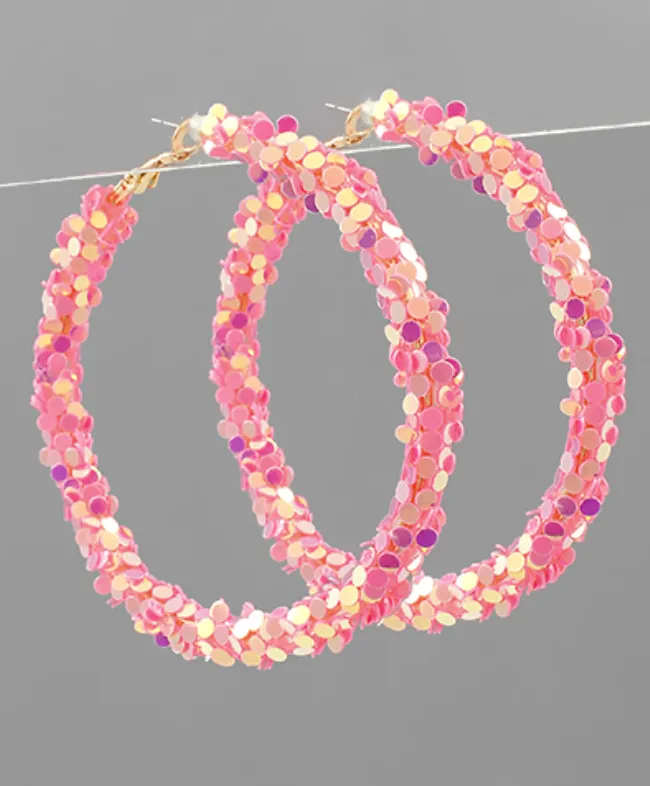 65mm Glitter Hoop Earrings