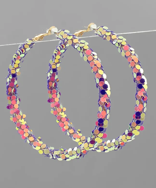 65mm Glitter Hoop Earrings