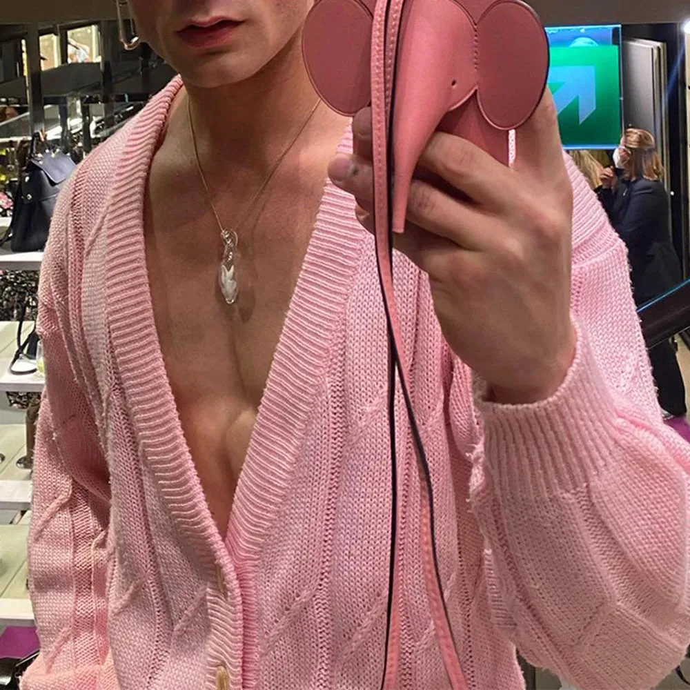 Aidase Mens Y2k Sexy Casual Knitted Jacket Autumn Winter Genderless Fashion Youthful Loose Solid Color Cardigan Thin Sweater Unisex