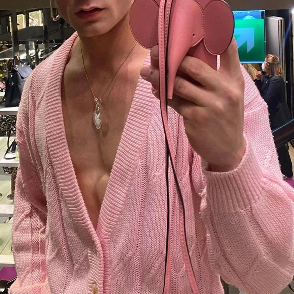 Aidase Mens Y2k Sexy Casual Knitted Jacket Autumn Winter Genderless Fashion Youthful Loose Solid Color Cardigan Thin Sweater Unisex