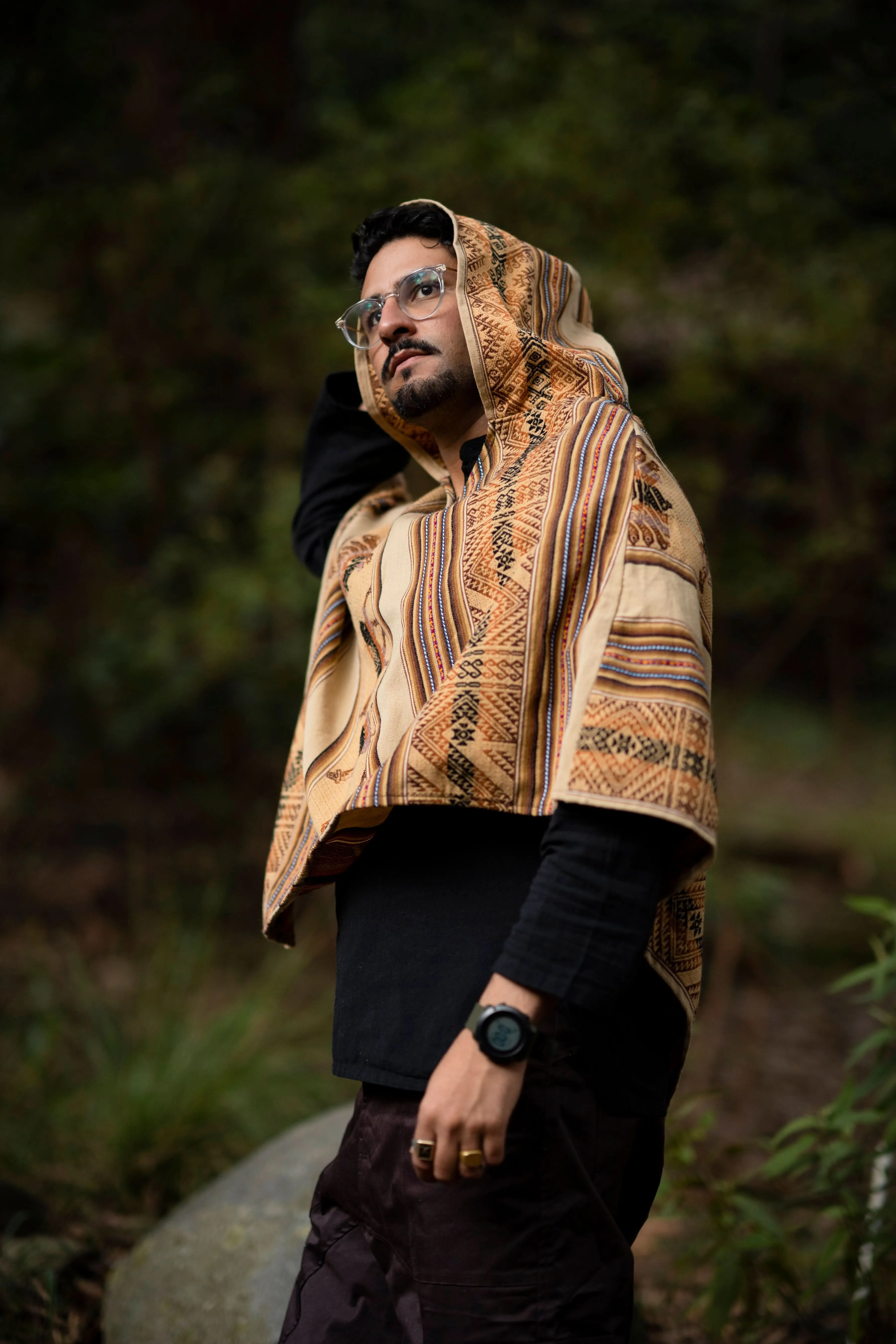 Ancient Inca Poncho - Sand with Patterns