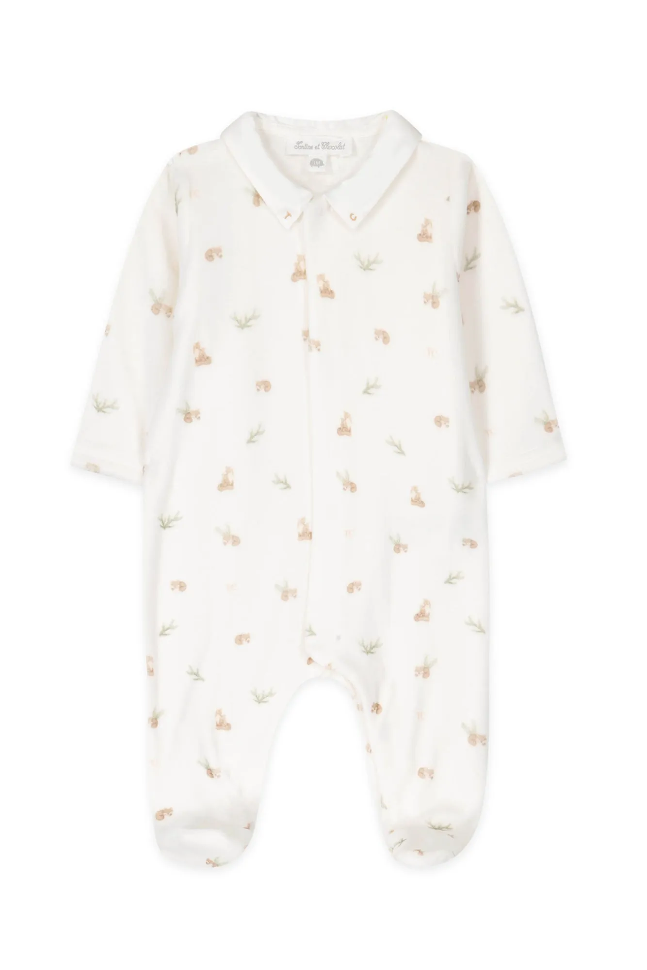 Babygrow - Sand Velvet Print Fox