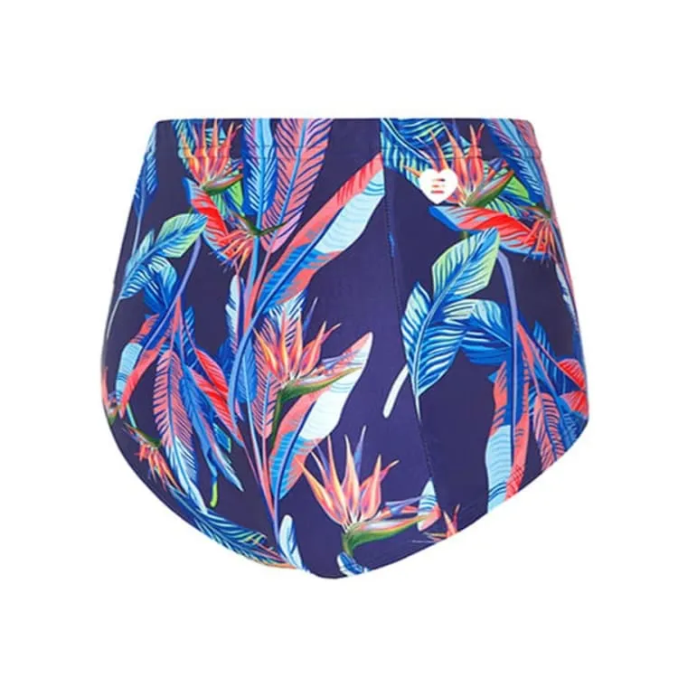 Barrel Womens High Waist Bikini Pantie-NEON PINK FLOWER