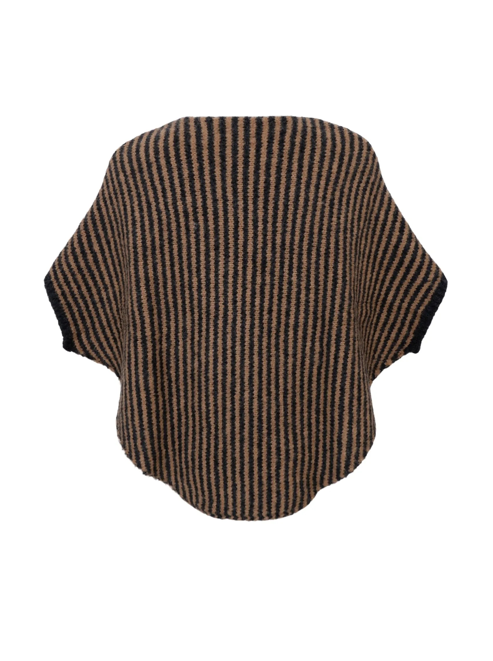 BCPELLA stripe poncho - Latte/ Dk. Grey