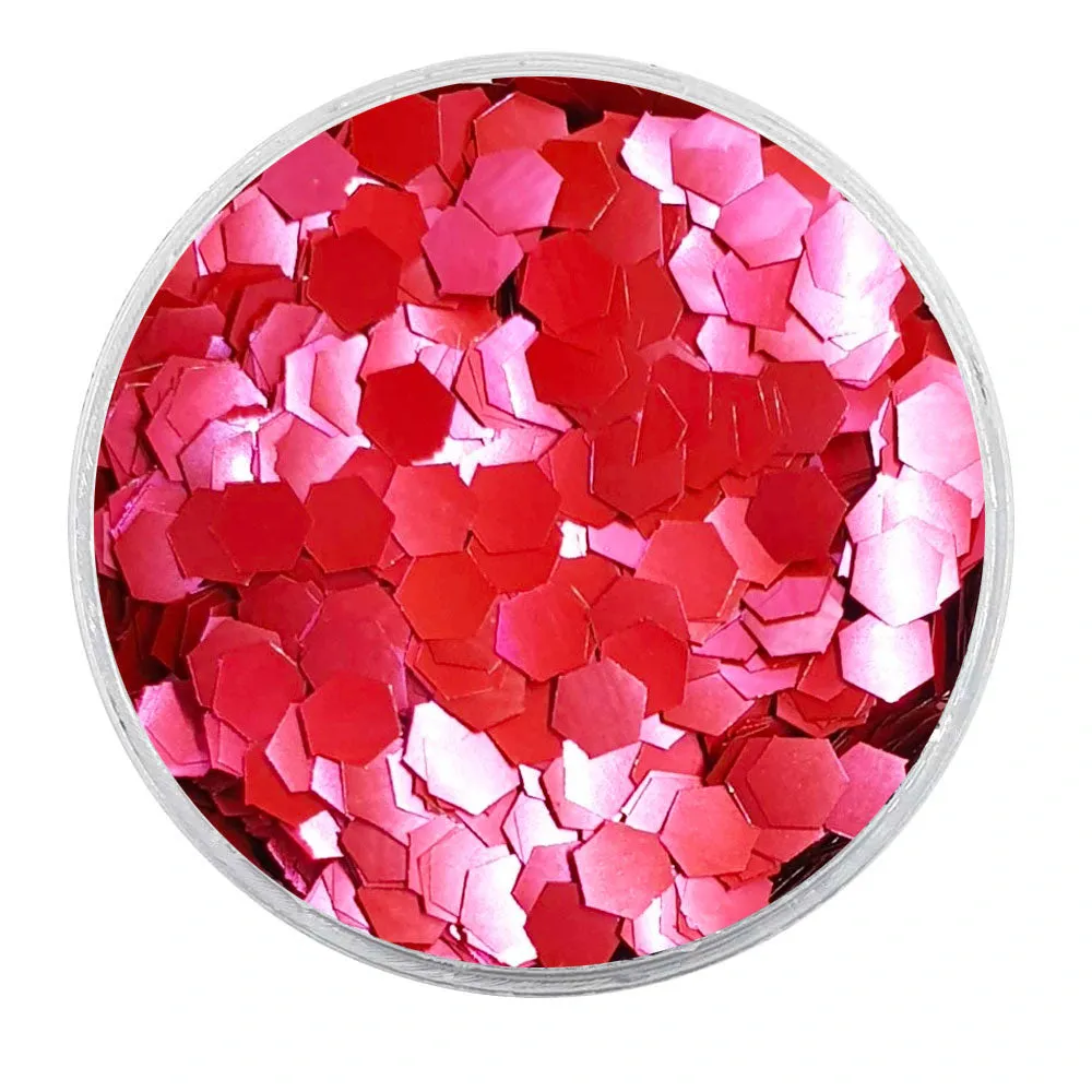 Biodegradable Metallic Blush Red Glitter - Chunky Hexagons Glitter