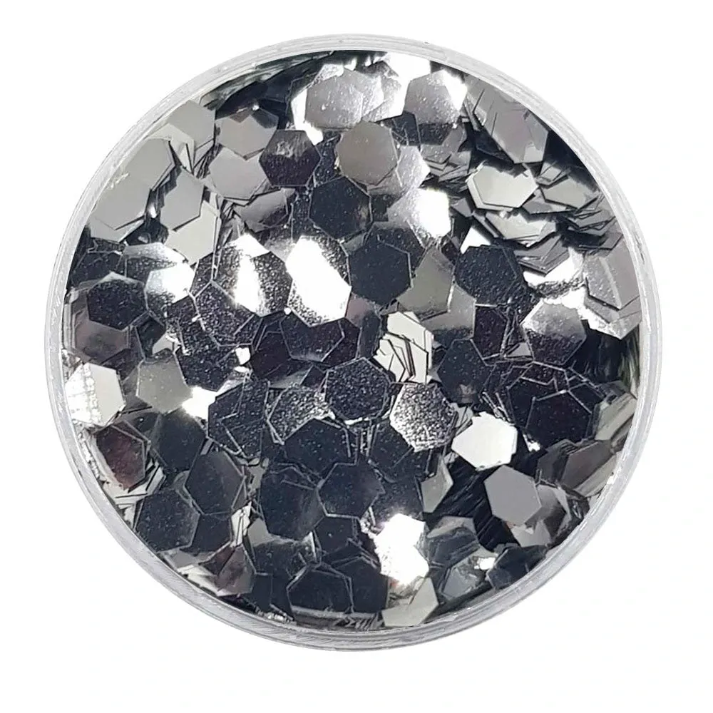 Biodegradable Metallic Silver Glitter - Chunky Hexagons Glitter