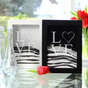 Black Two Hearts Sand Ceremony Shadow Box Set