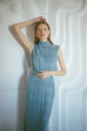 BLANCA stone blue turtleneck dress