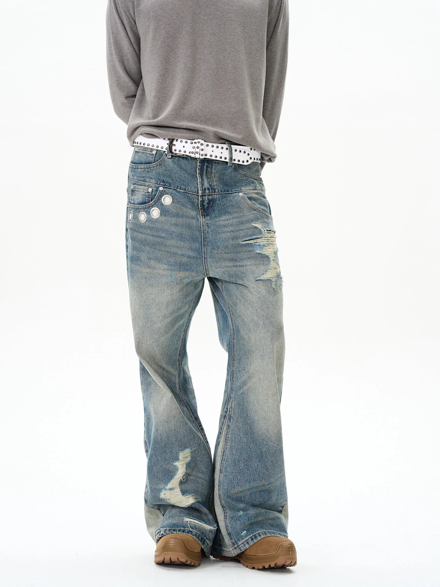 Blue High Waist Straight Jeans
