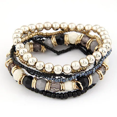 Bohemian Multi-layer Beads Elastic Strand Bracelets for Women