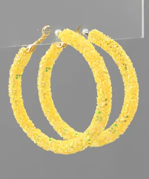 Chunky Glitter Bead Hoop Earrings