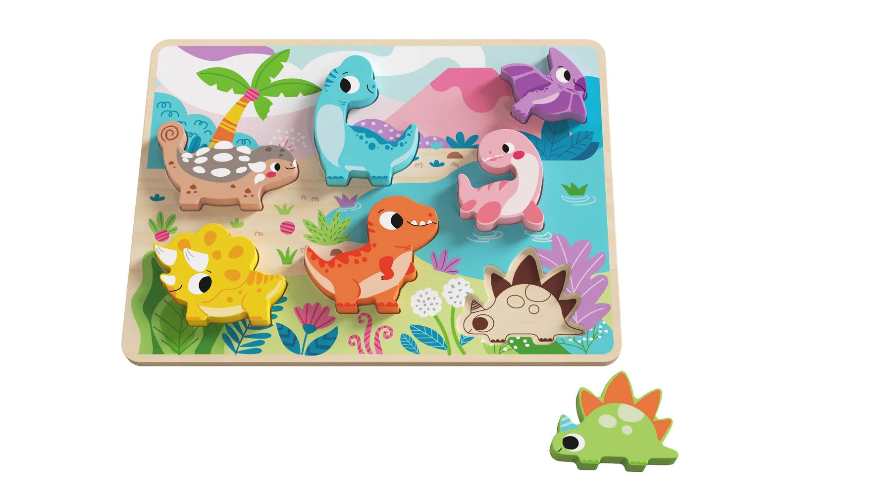 Chunky Wooden Puzzle: Dinosaurs 7pc