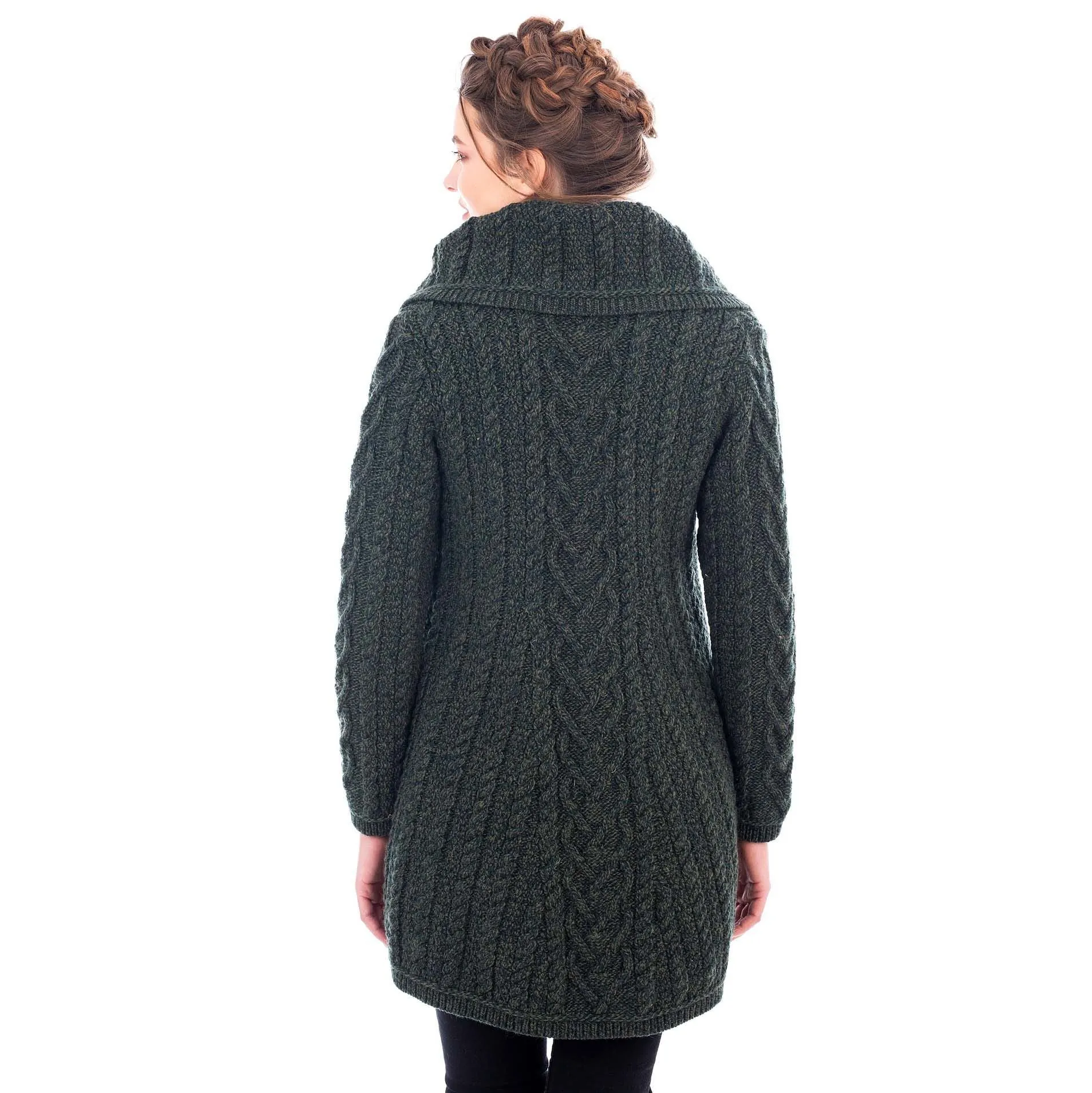 Classic Merino Wool Aran Cable Coat 6 Sizes 4 Colors Made in Ireland