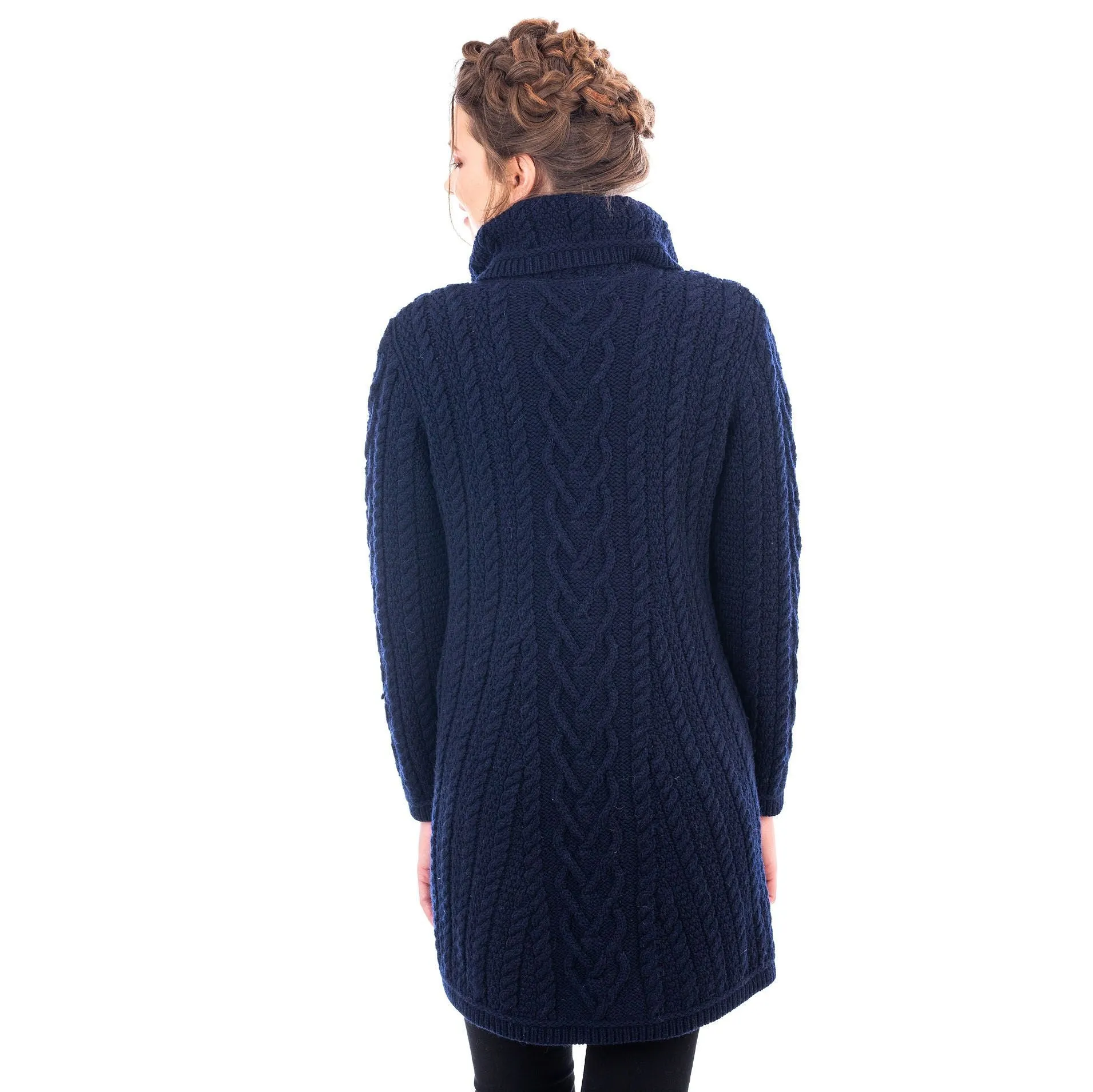 Classic Merino Wool Aran Cable Coat 6 Sizes 4 Colors Made in Ireland
