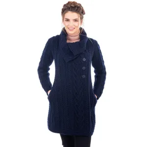 Classic Merino Wool Aran Cable Coat 6 Sizes 4 Colors Made in Ireland