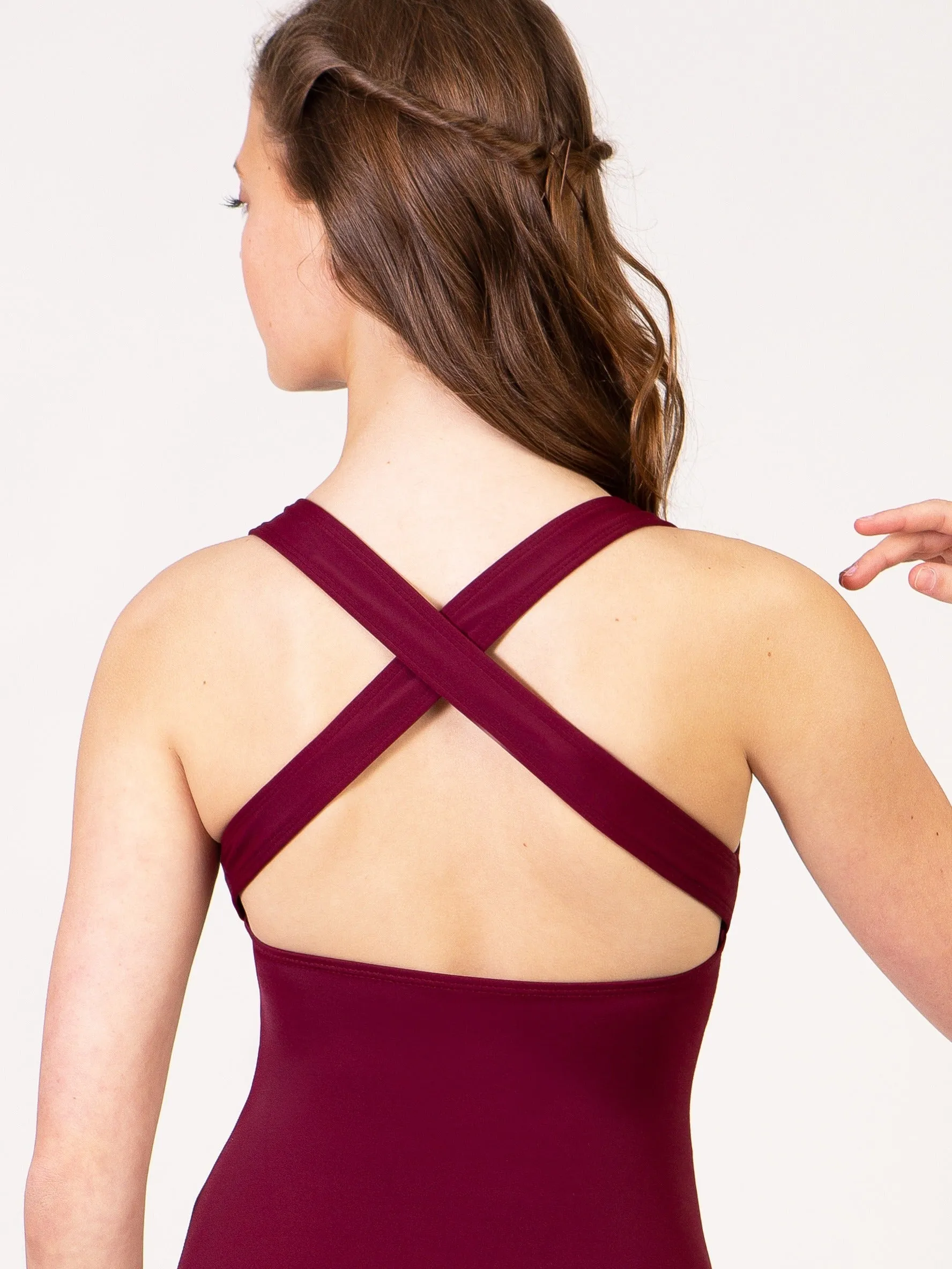Contour Thick Strap Jewel Neck Leotard