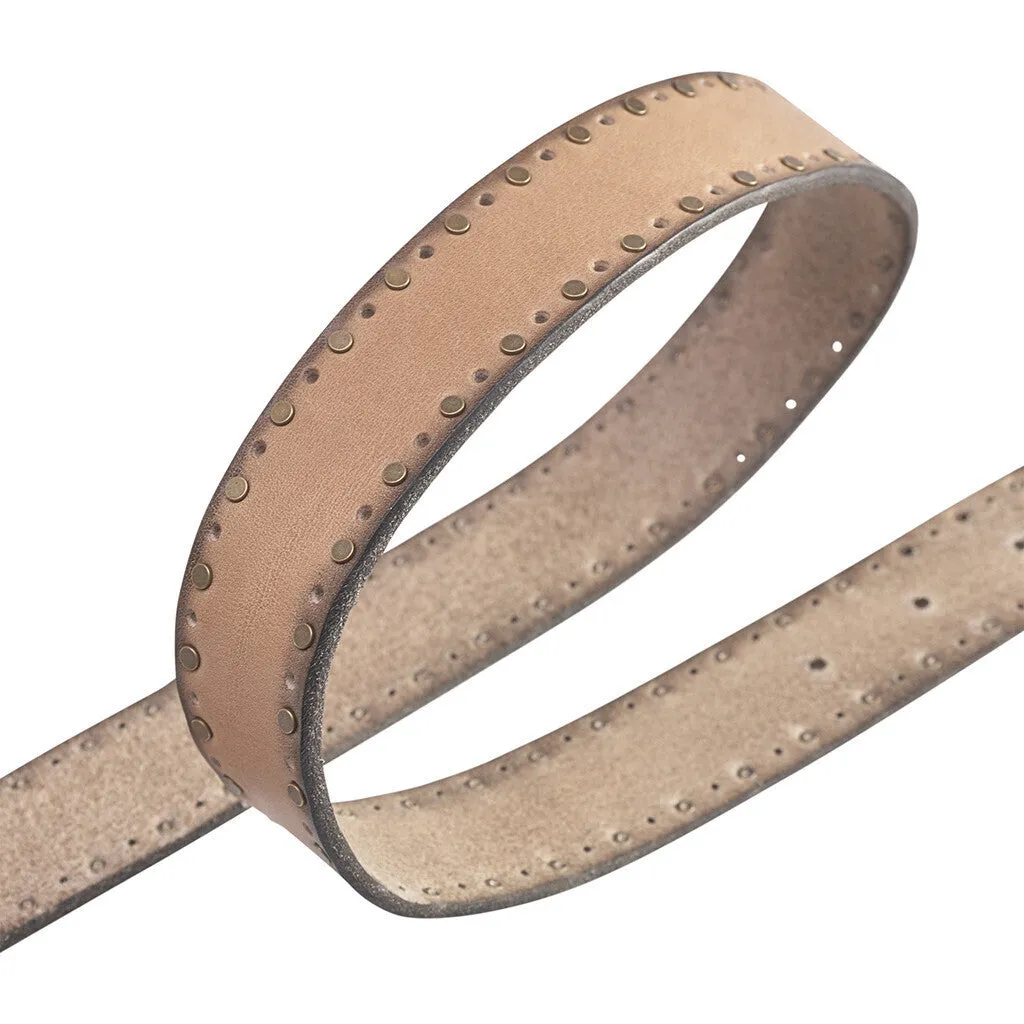 Cool leather belt with details / 15870 - Desert Sand