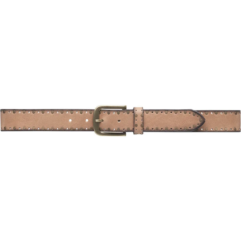 Cool leather belt with details / 15870 - Desert Sand