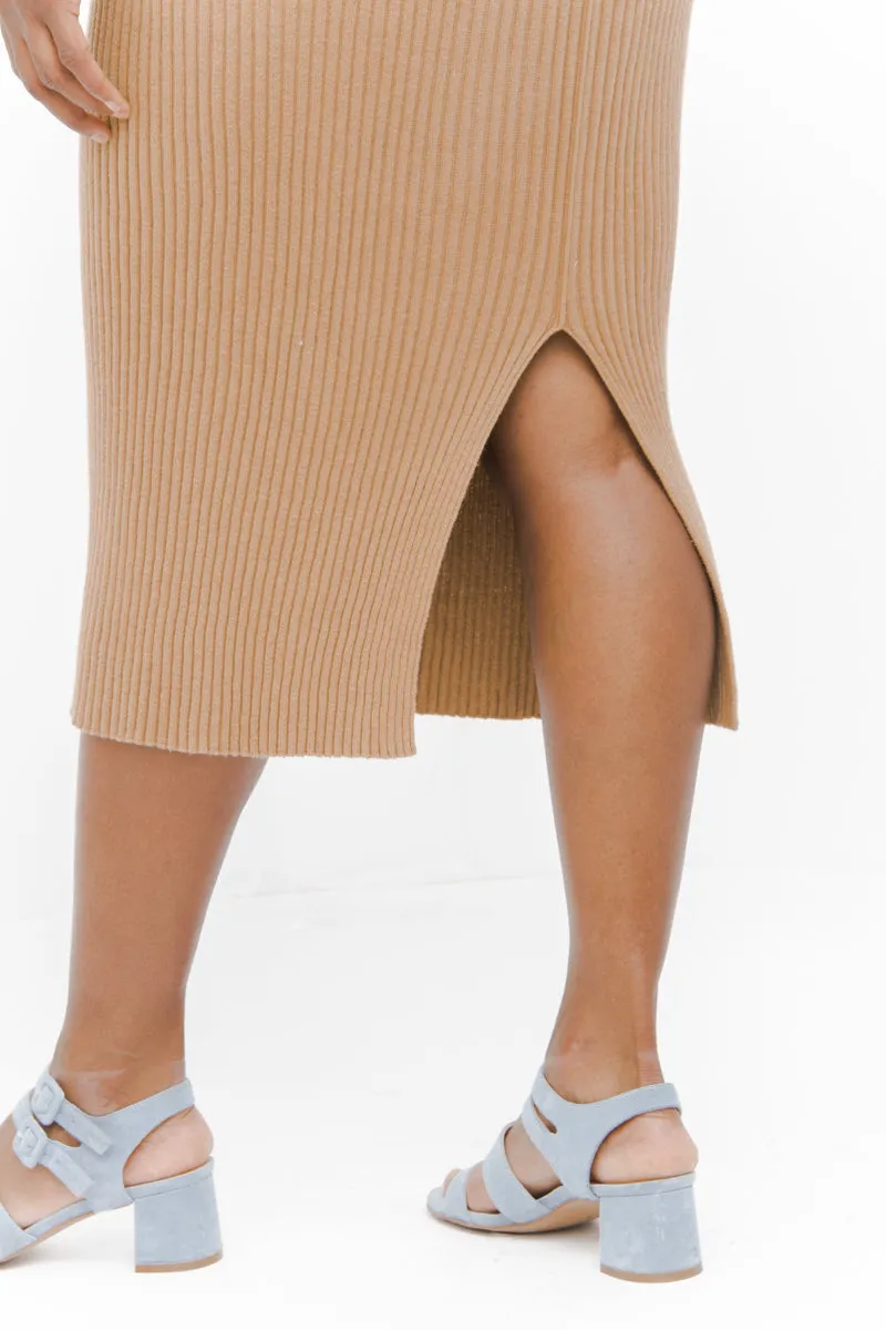 CURRY RIB MIDI DRESS