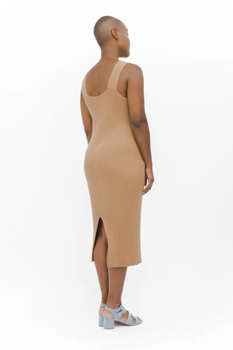 CURRY RIB MIDI DRESS