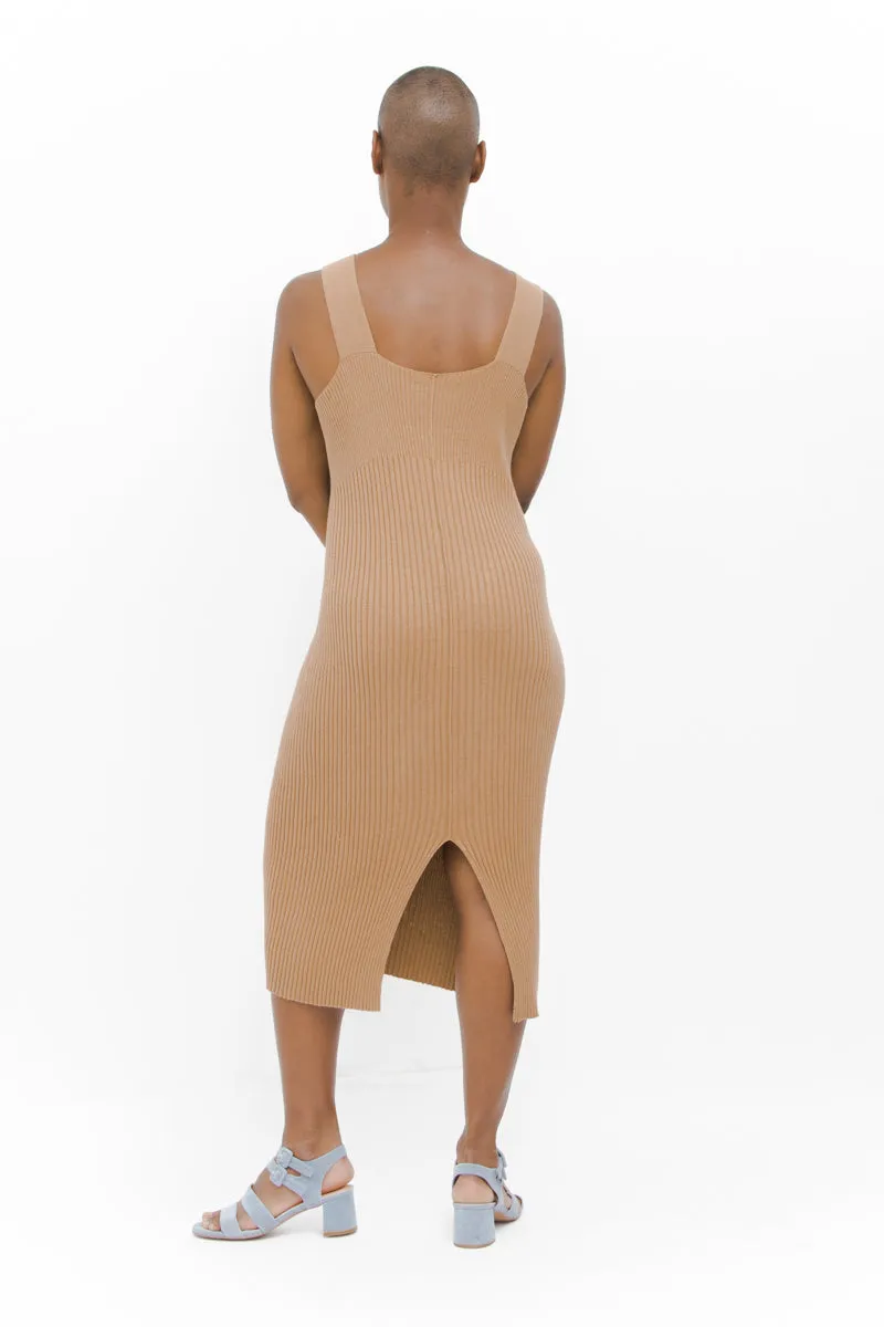 CURRY RIB MIDI DRESS