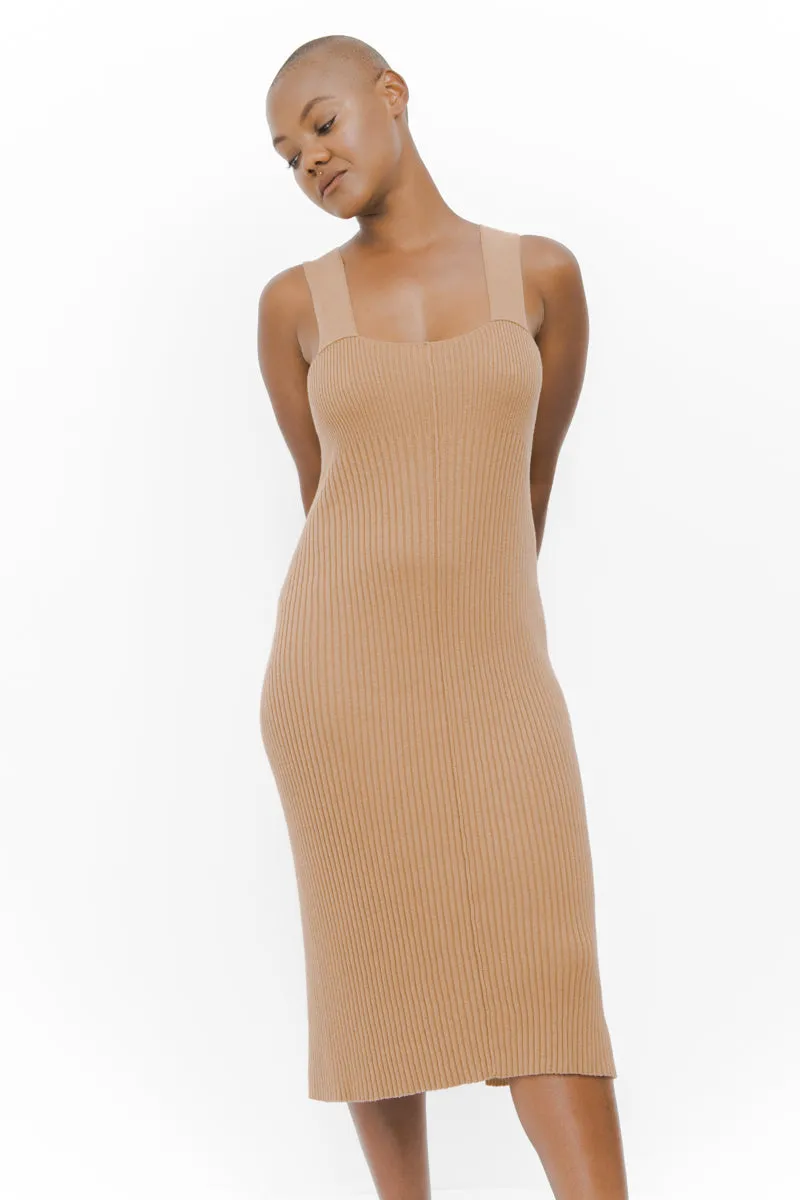 CURRY RIB MIDI DRESS