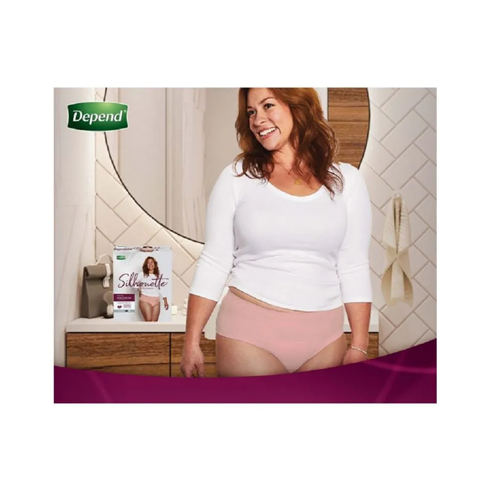 Depend Silhouette 54230 Incontinence Underwear for Women, Maximum Absorbency, L, Black, 52ct