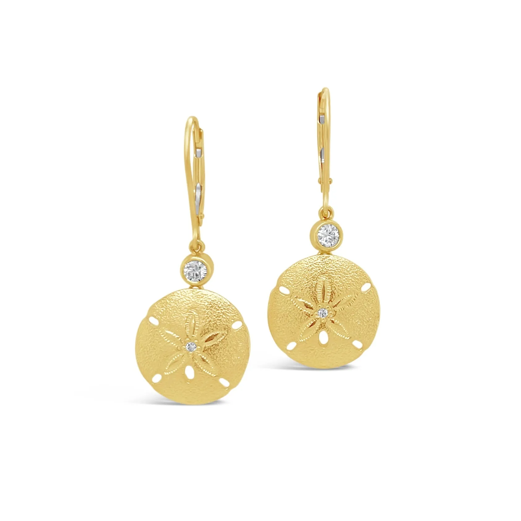 Diamond Sand Dollar Dangle Earrings