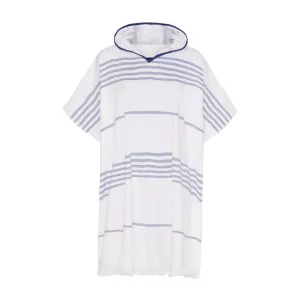 Dune Beach Poncho - White/Dark Navy