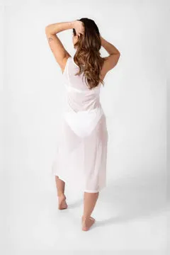ESCAPE MESH ASYMMETRICAL SKIP MIDI TANK DRESS