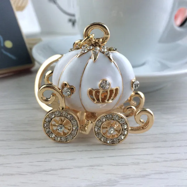 Fairy Tale Theme Enamel Pumpkin Carriage Keychain-Party Favor