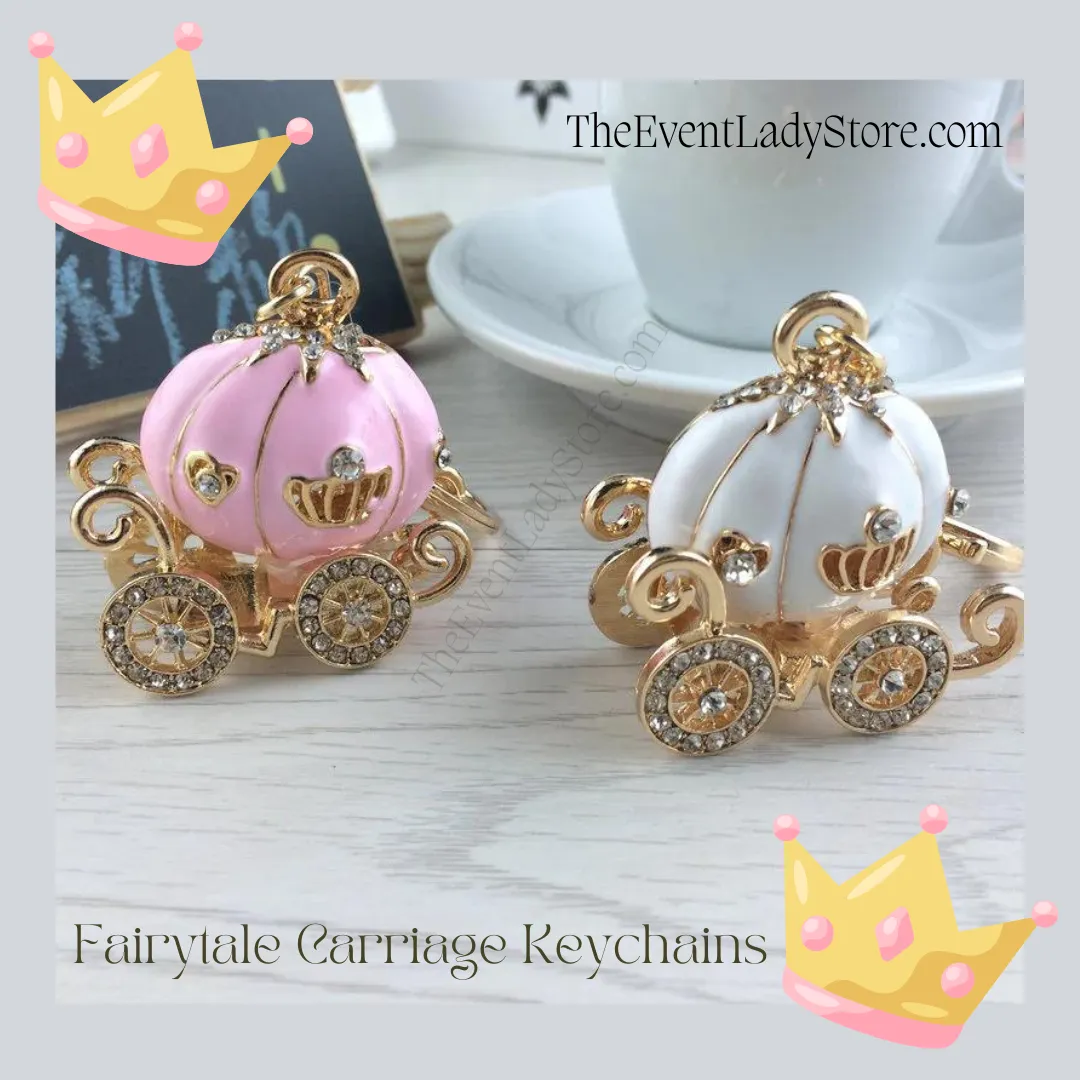 Fairy Tale Theme Enamel Pumpkin Carriage Keychain-Party Favor