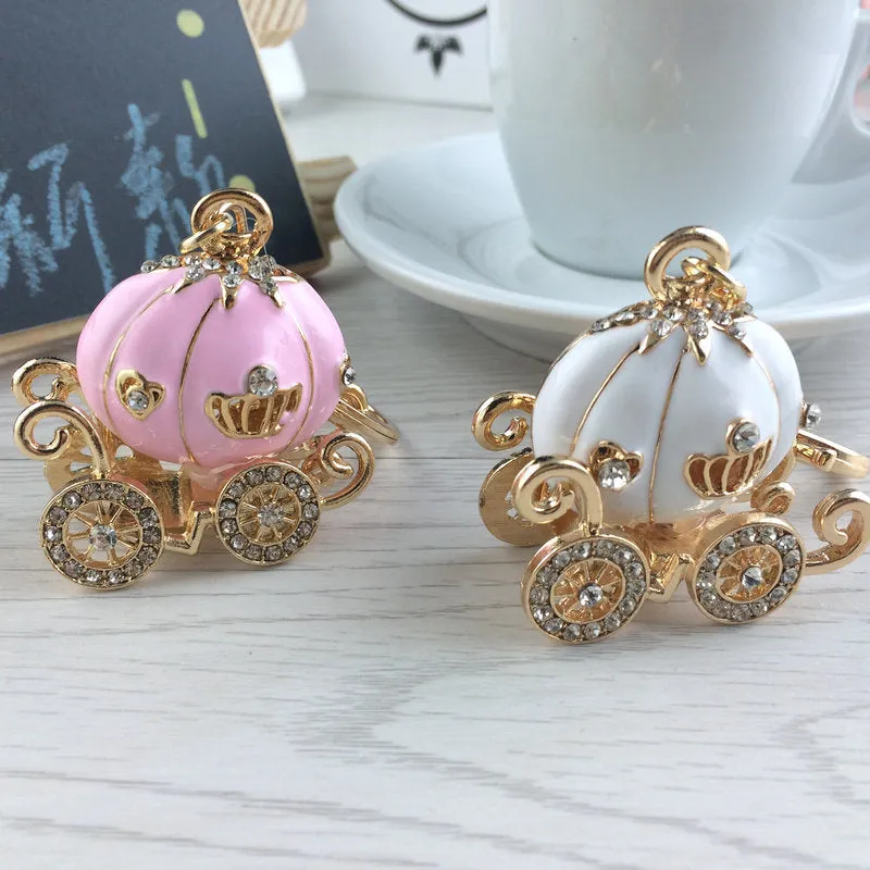 Fairy Tale Theme Enamel Pumpkin Carriage Keychain-Party Favor