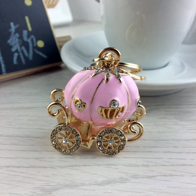 Fairy Tale Theme Enamel Pumpkin Carriage Keychain-Party Favor