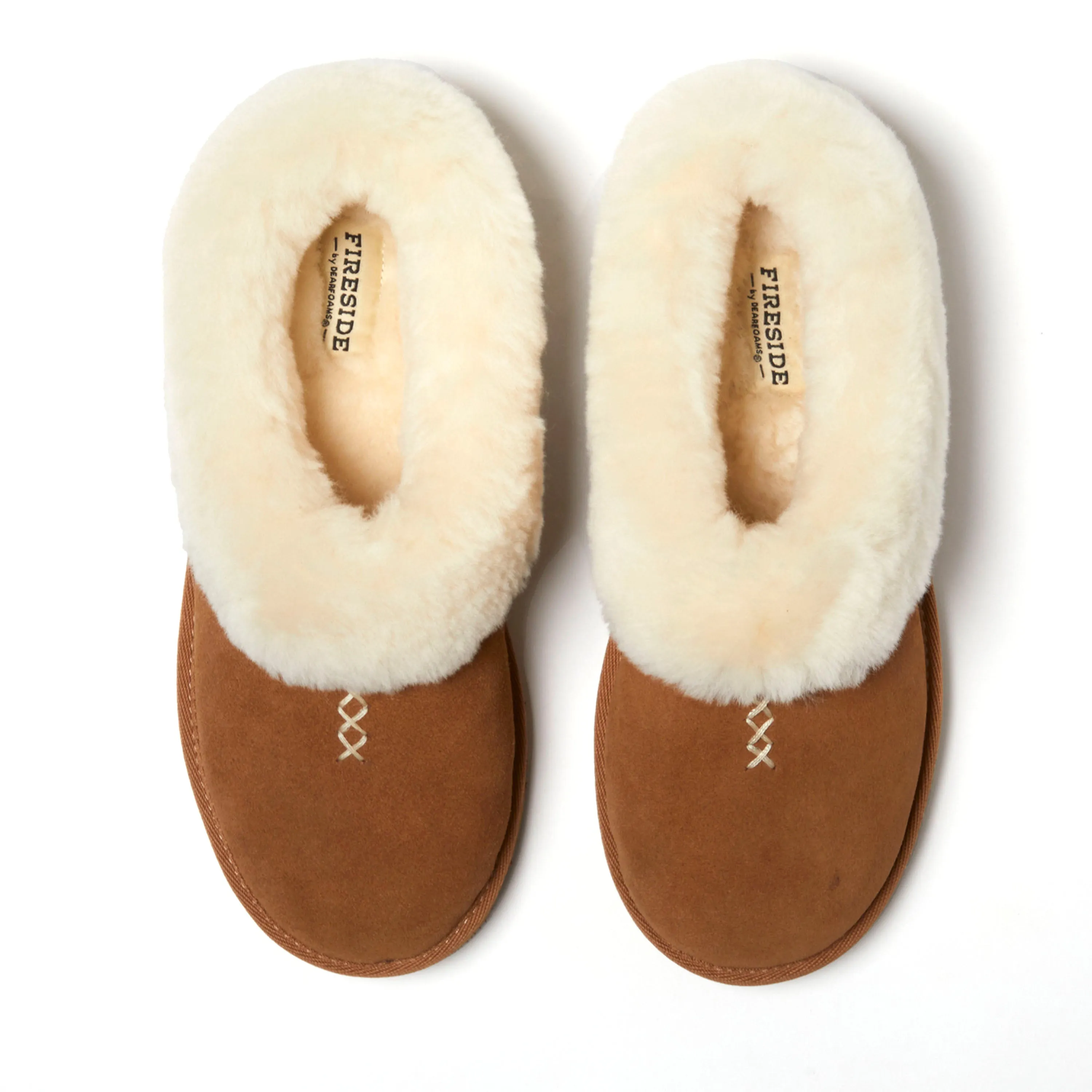 Fireside by Dearfoams Women's Adelaide Genuine Shearling Clog Slipper