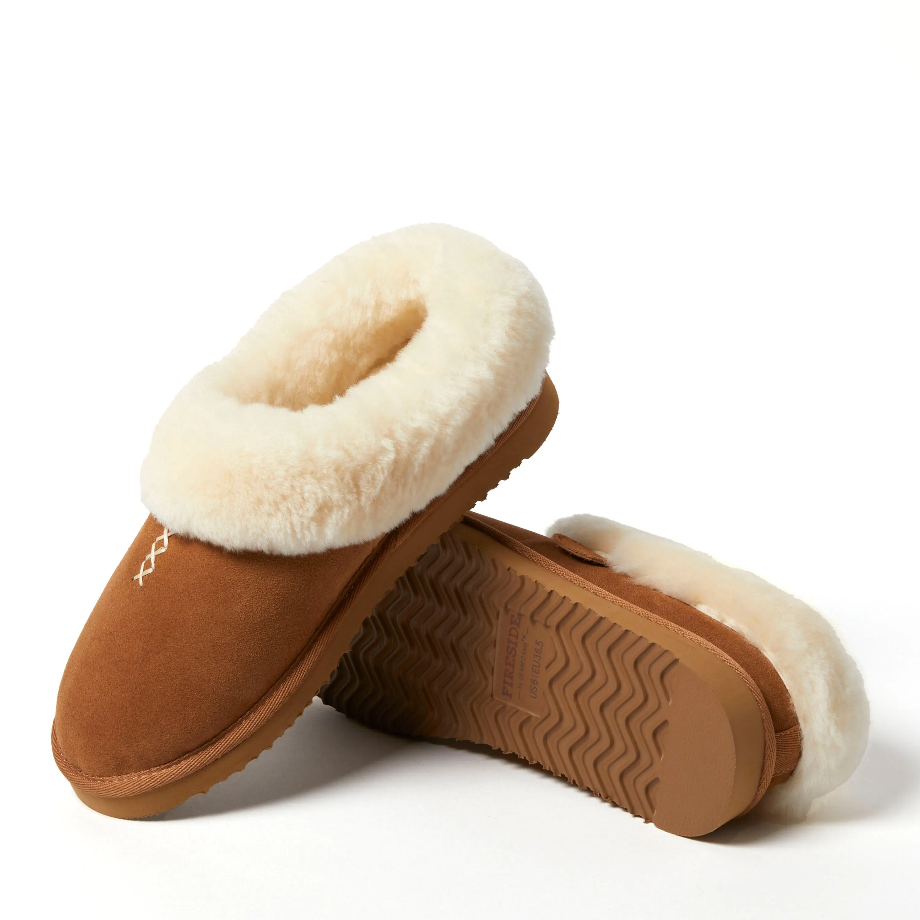 Fireside by Dearfoams Women's Adelaide Genuine Shearling Clog Slipper