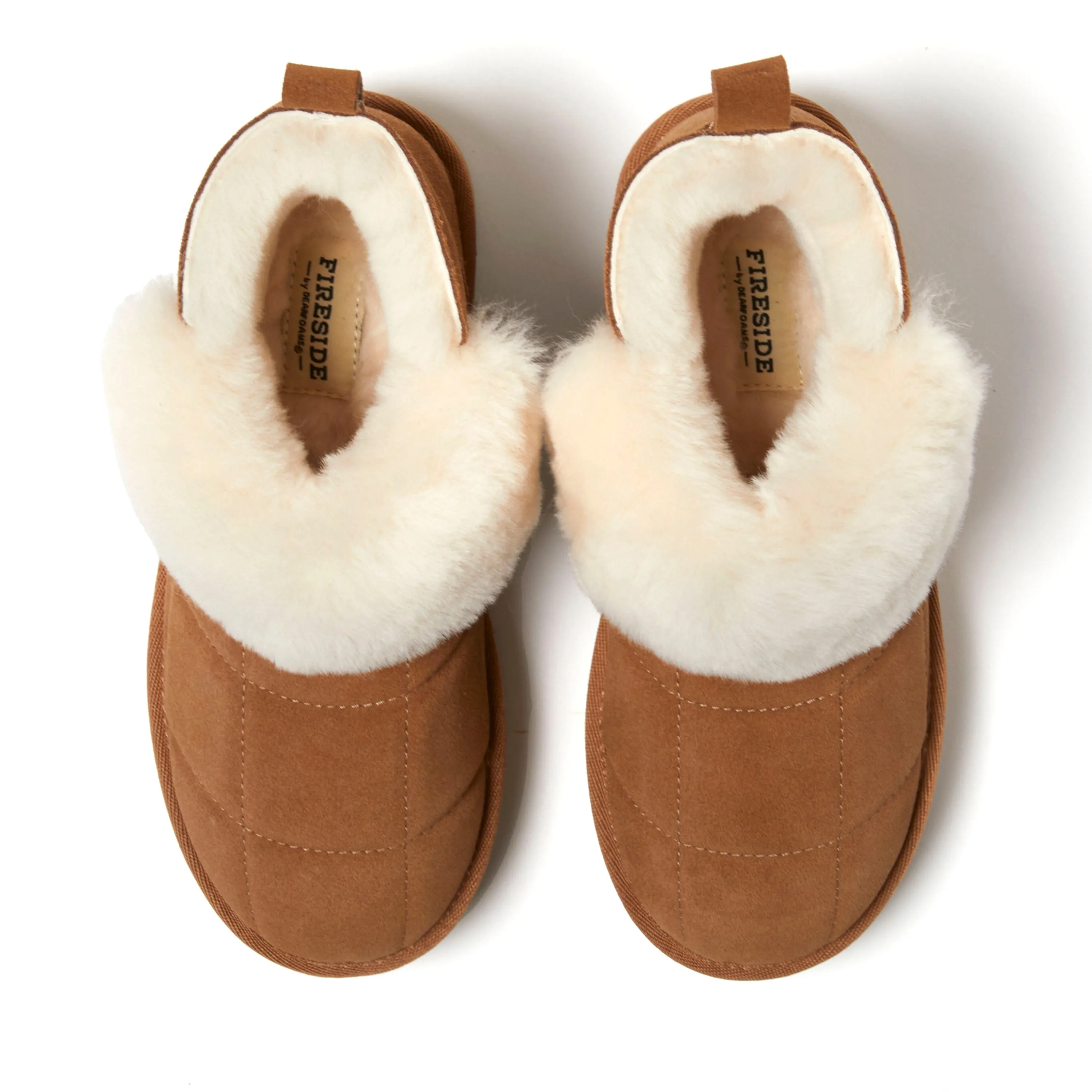 Fireside by Dearfoams Women's Bayswater Genuine Shearling Quilted Platform Bootie