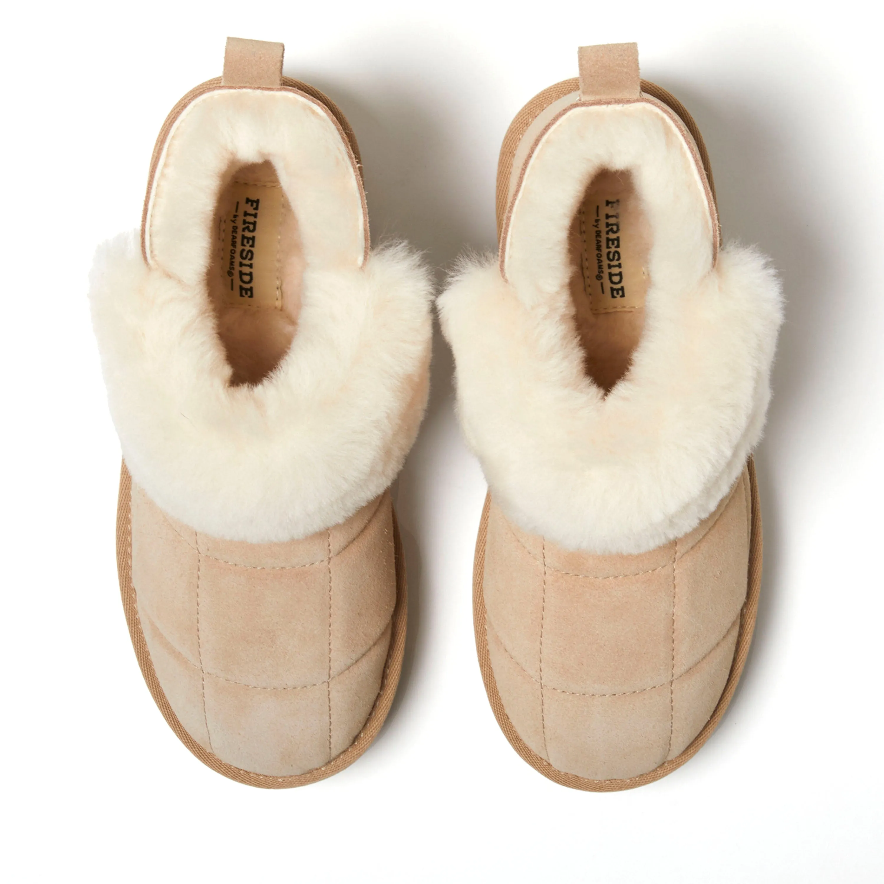 Fireside by Dearfoams Women's Bayswater Genuine Shearling Quilted Platform Bootie