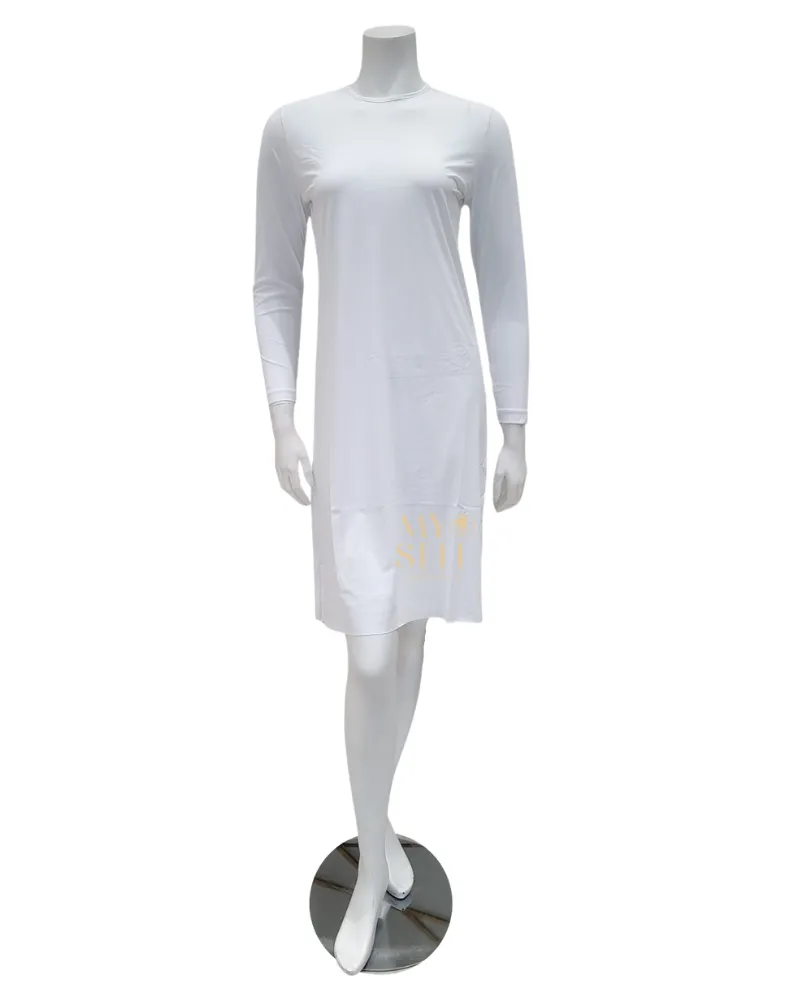 FK340 37" White Long Sleeve Seamless Shell Dress