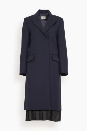 Gramercy Pleated Coat in Navy