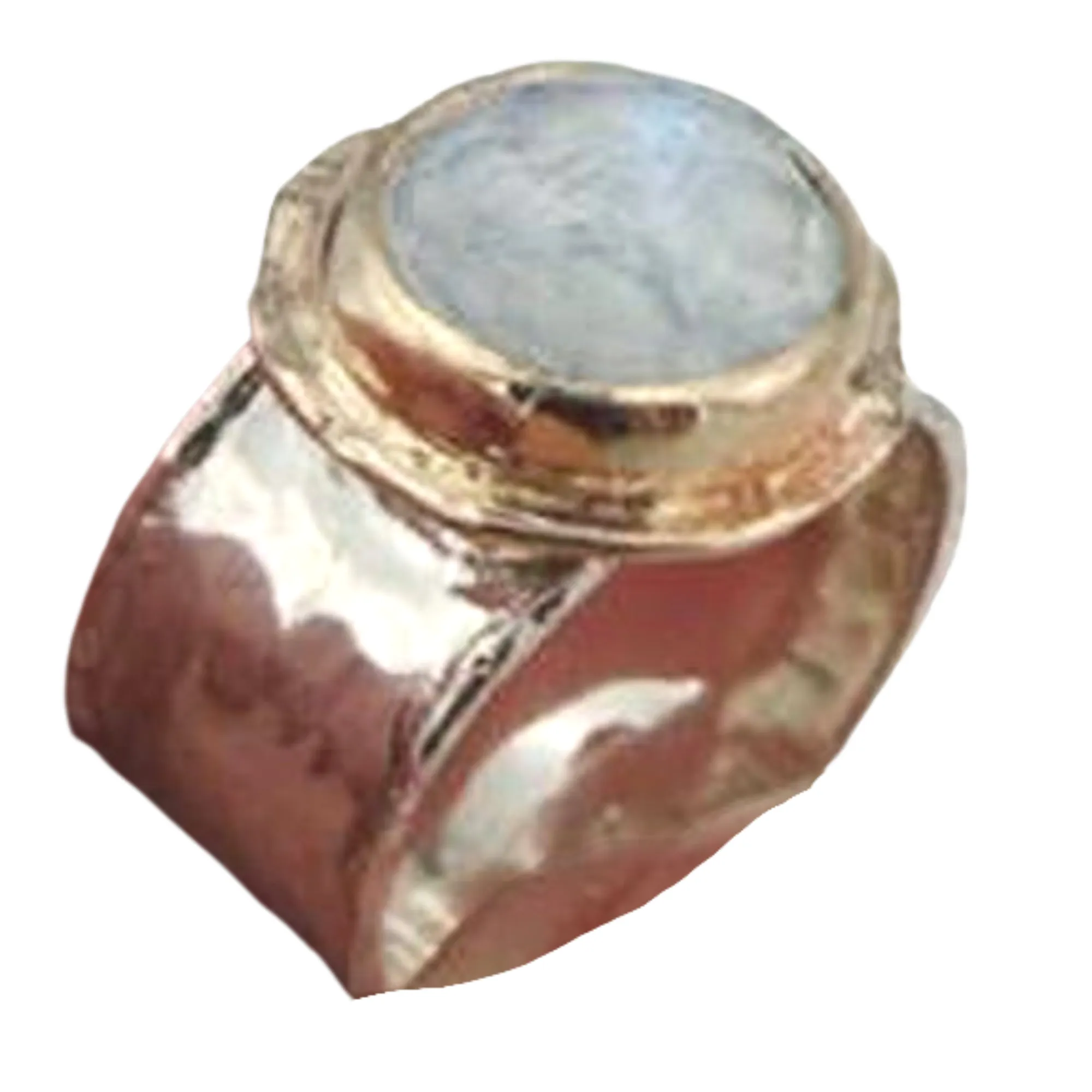 Hadar Designers Handmade 9k Yellow Gold 925 Silver Moonstone Ring
