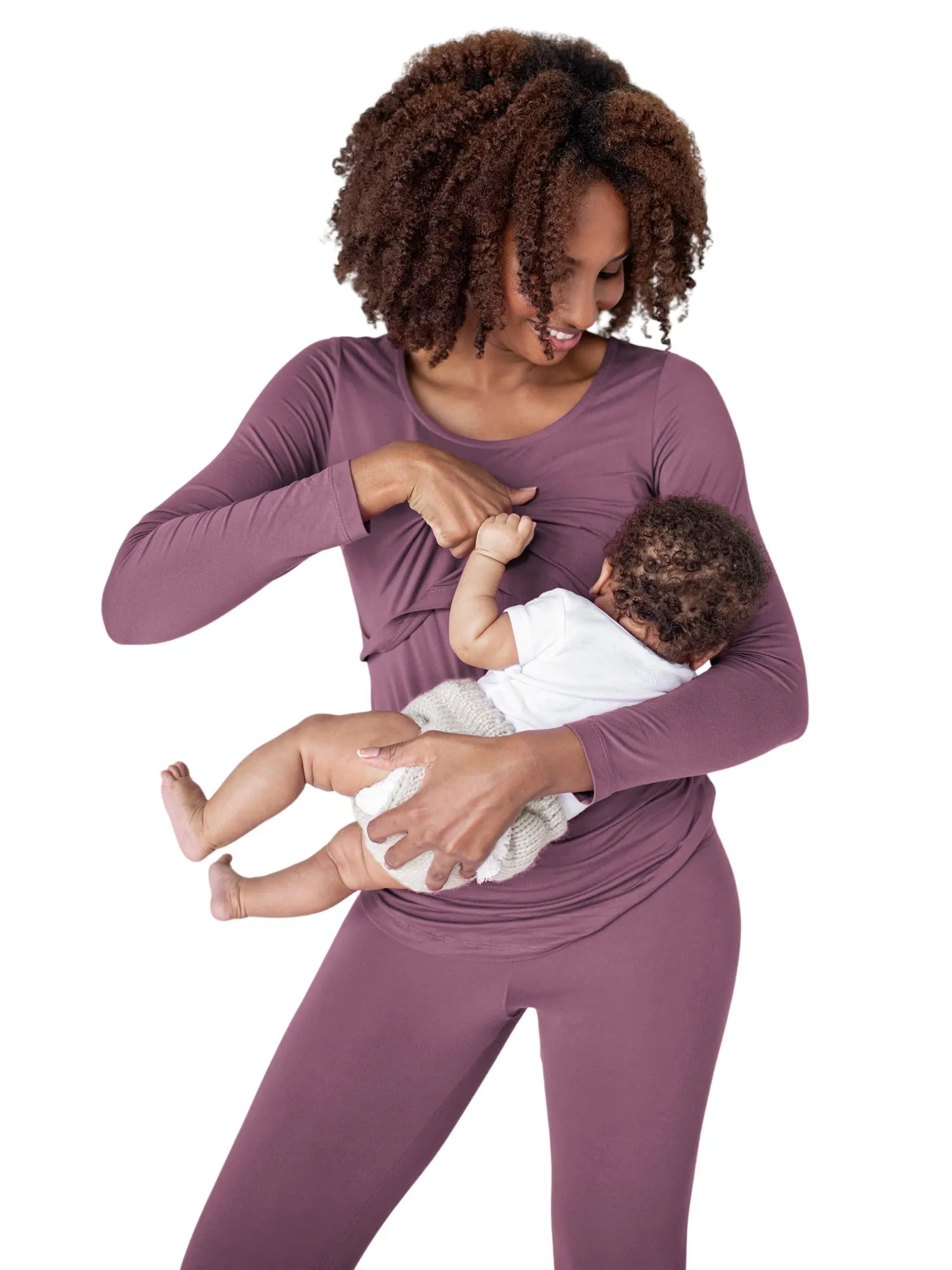 Jane Nursing Pajama Set | Burgundy Plum