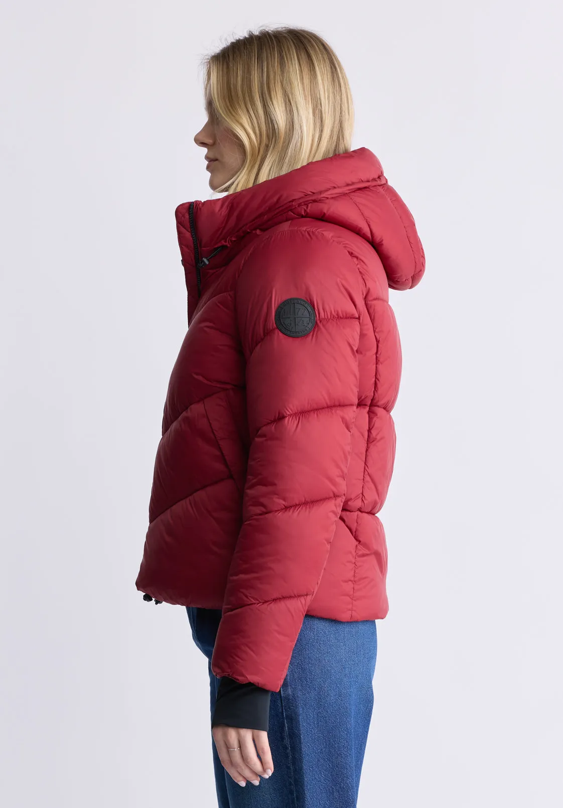 Janice Chilli Red Ladies Hooded Puffer Jacket - OBLEF008