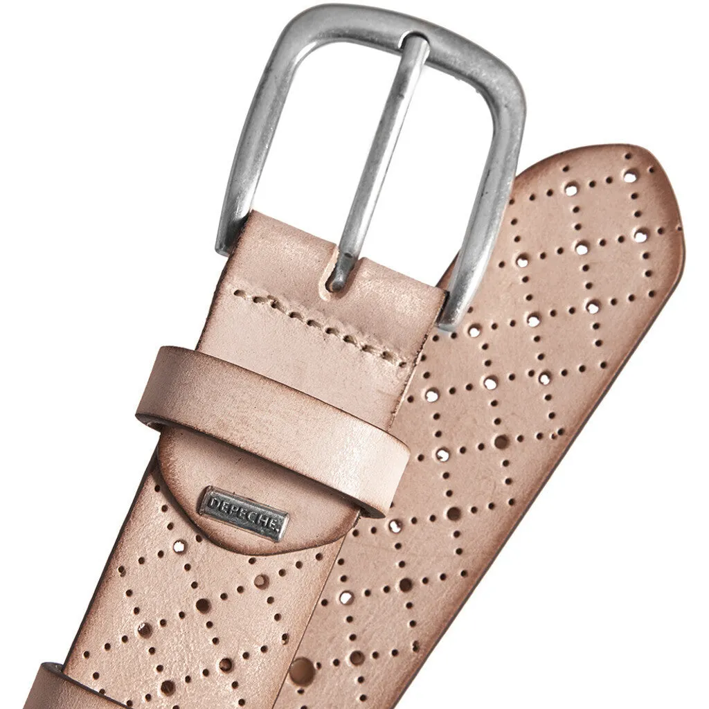 Jeans belt decorated with hole pattern / 16072 - Sand