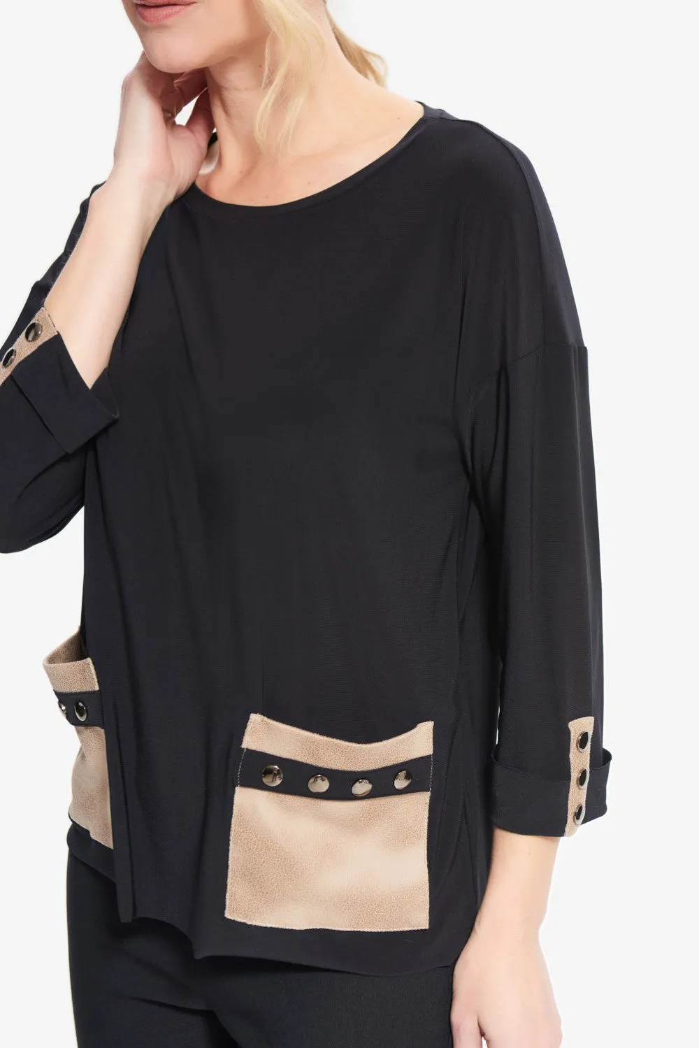 Joseph Ribkoff Top 214146 Black/Sand