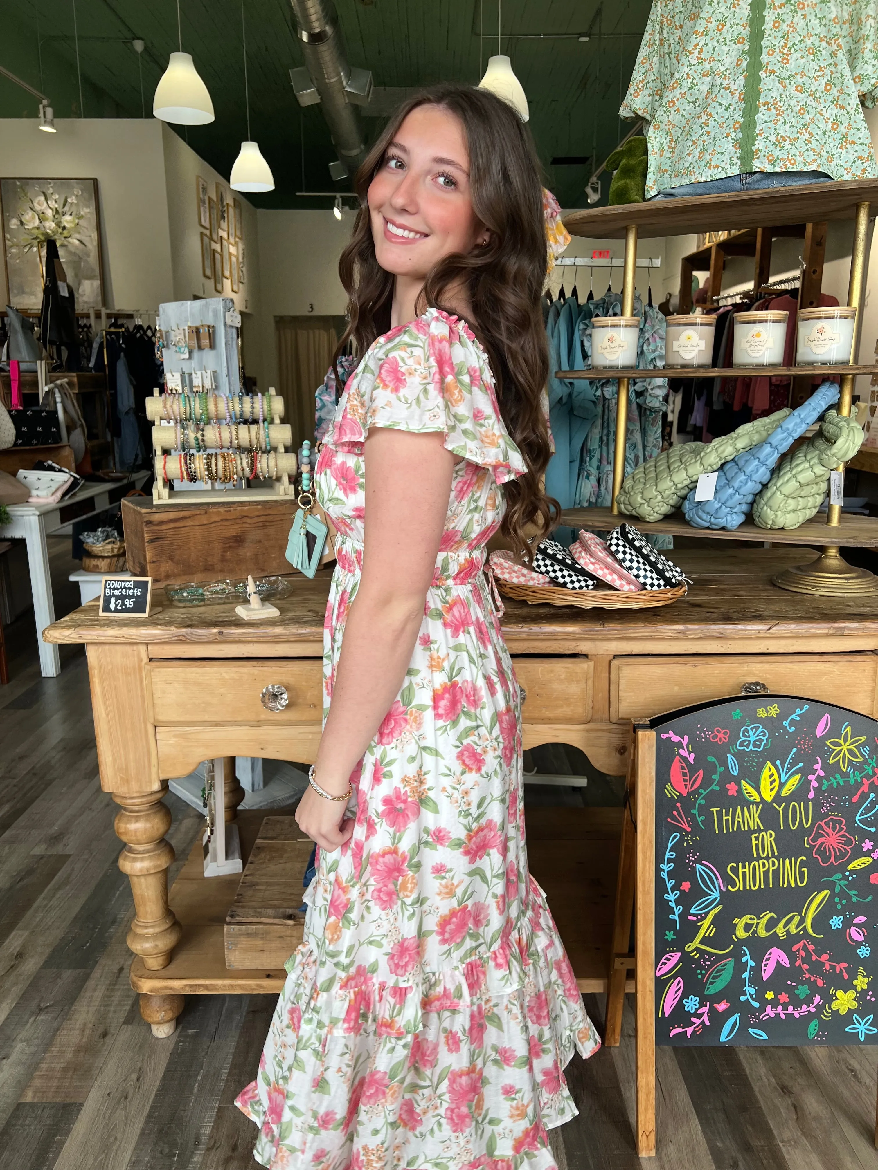 Katie Ruffle Sleeve Midi Dress