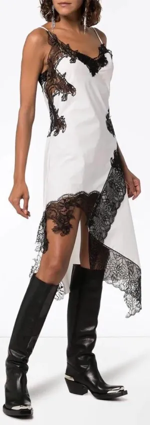 Lace-Trimmed Slip Dress
