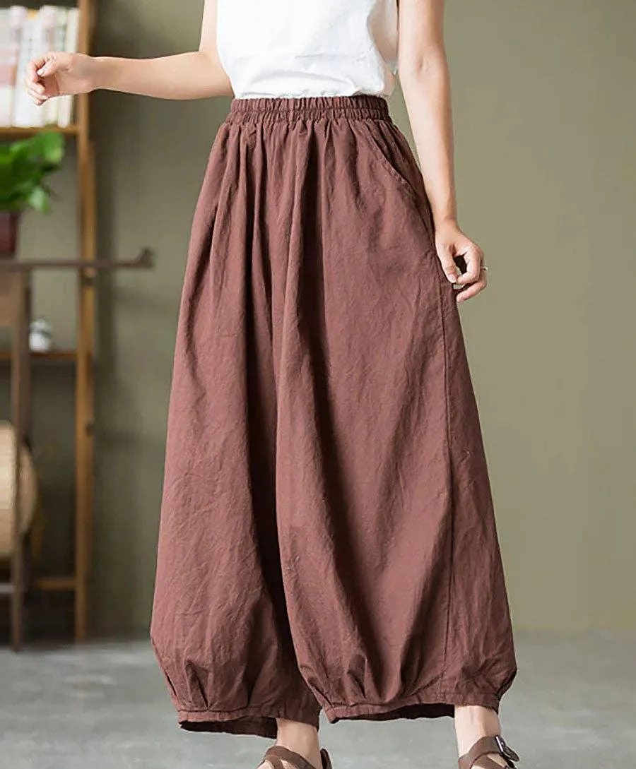 Ladies High Waist Lantern Leg Daily Pants 1045