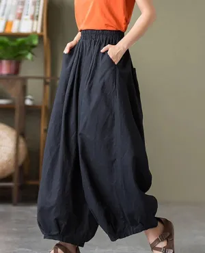 Ladies High Waist Lantern Leg Daily Pants 1045
